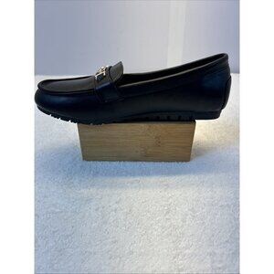 DeYashopin Loafer Shoes Slip On Black Gold Accent Women SZ 6.5 NEW in Box